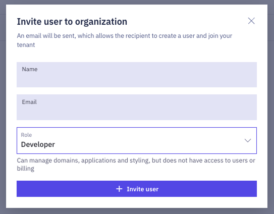 Invite users to organisations