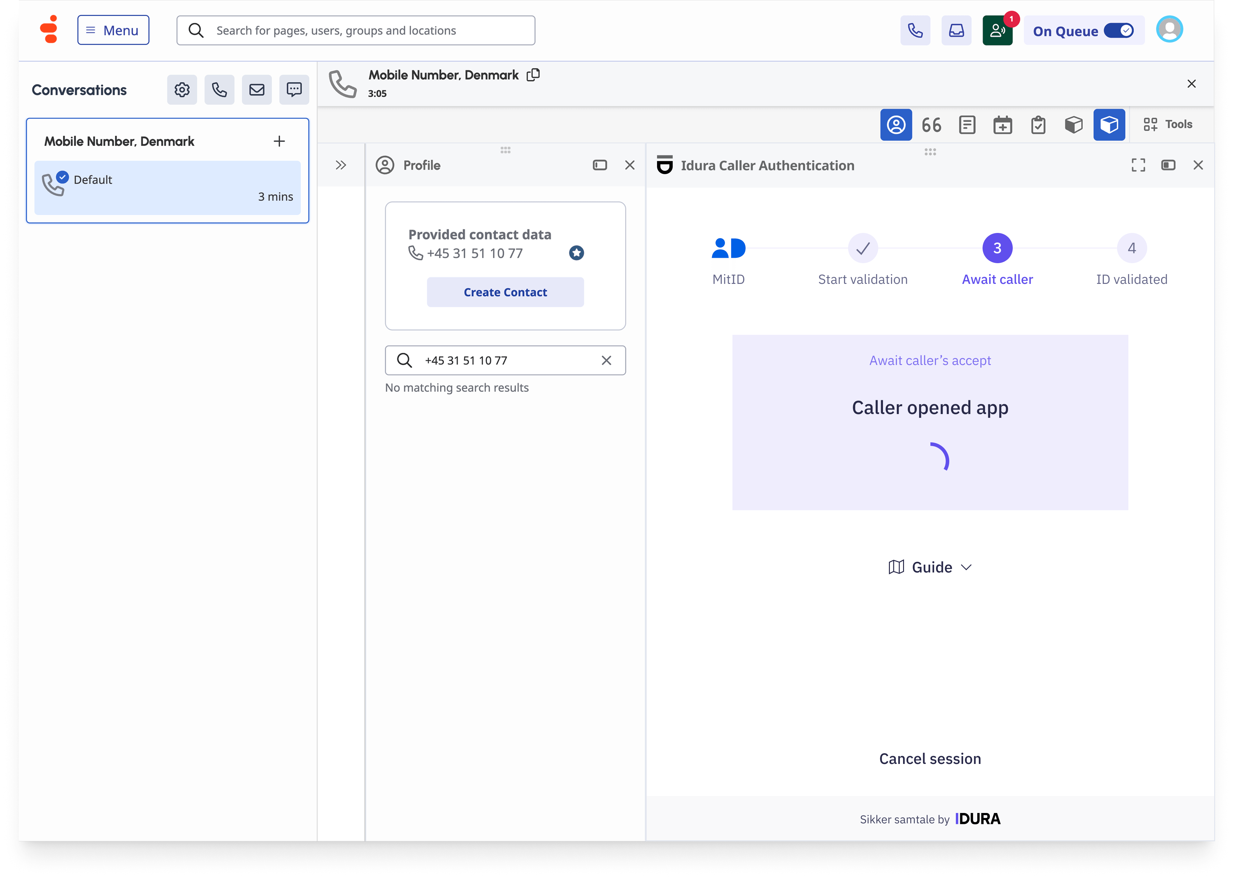 Virksomhedens oplevelse i Genesys_3.-Await-caller-Genesys-with-Idura-agent-tool-1