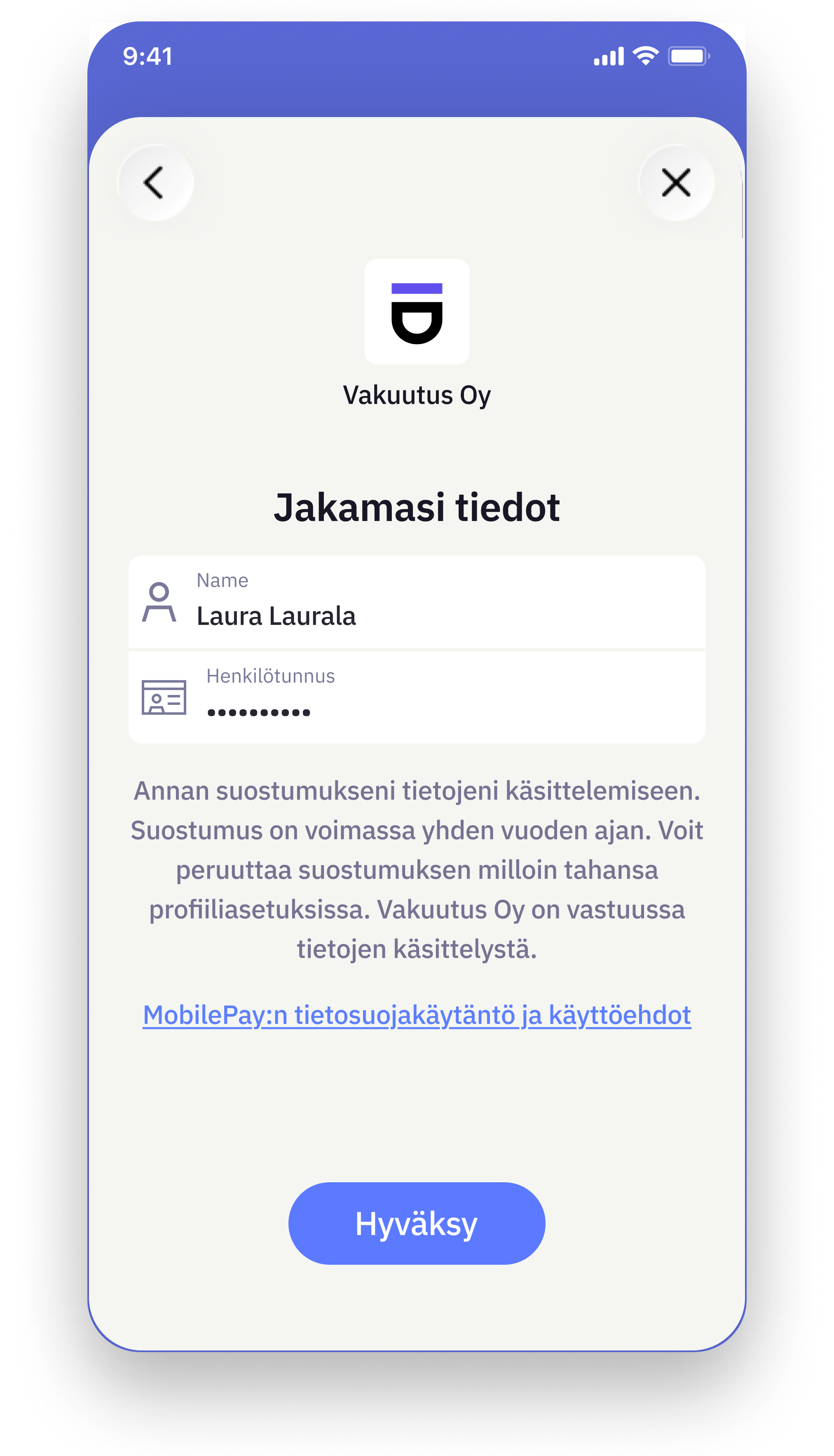 MobilePay-tunnistautuminen