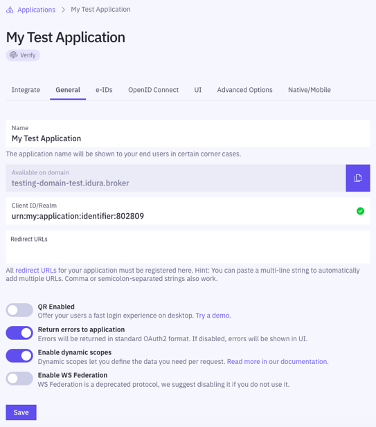 Application setup