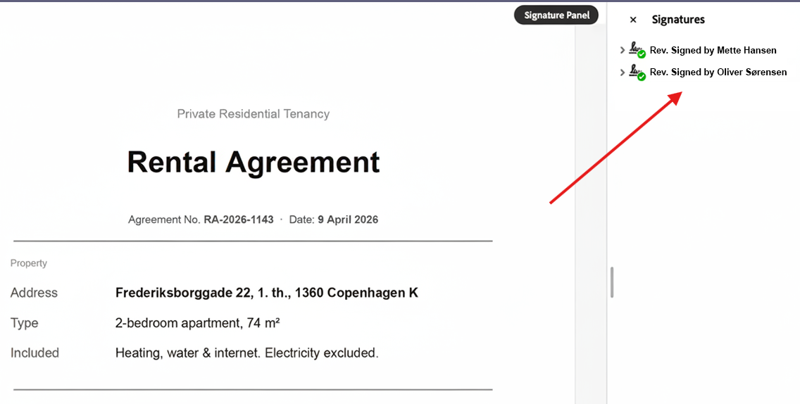 Rental agreement Sealing_navne - arrow